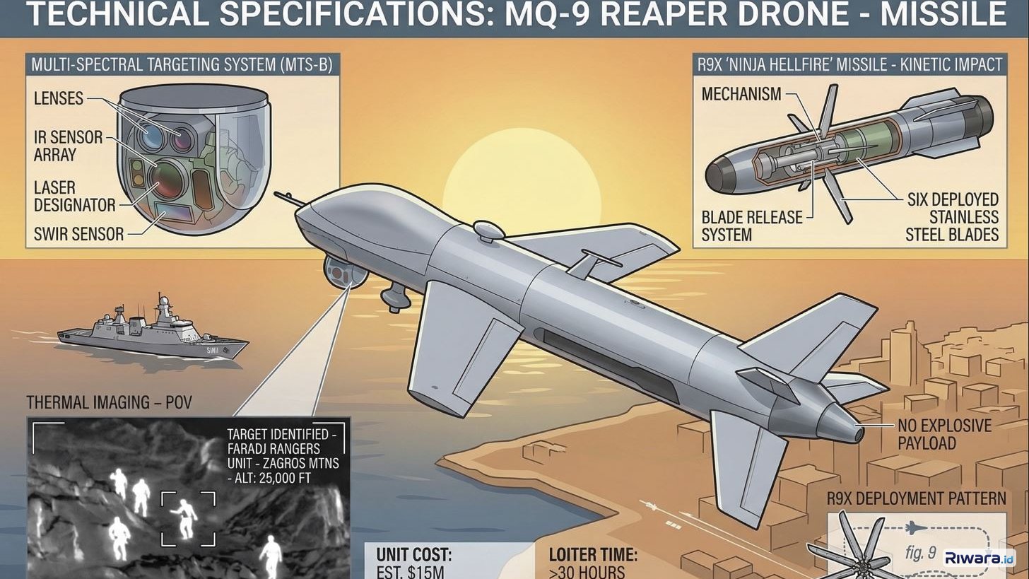 spesifikasi teknis drone MQ-9 Reaper dibuat dengan bantuan Gemini AI